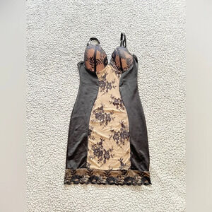 Women’s Heavenly Shapewear Black Lace Shapewear Lingerie Slip Dress size L EUC